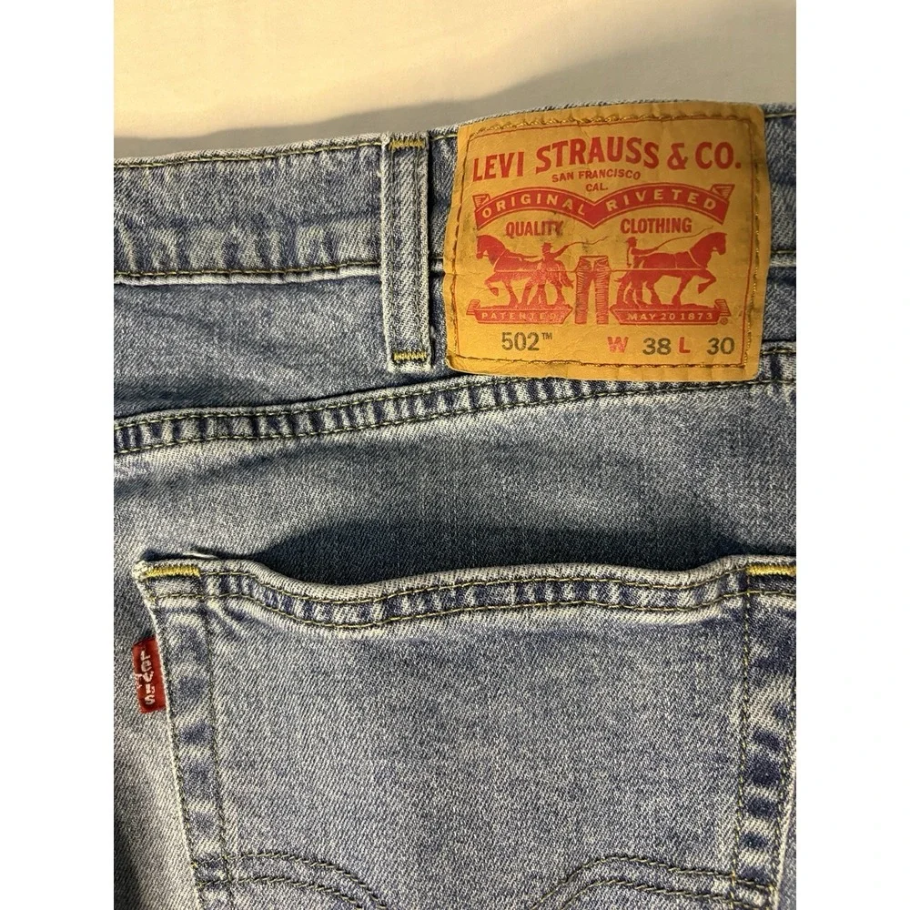 Levi's 502 Denim Jeans Men's Size 38x30 Blue Straight Leg Flat Front